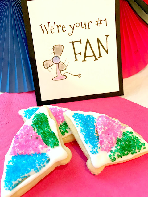 Fan shaped cookies for a FAN party.