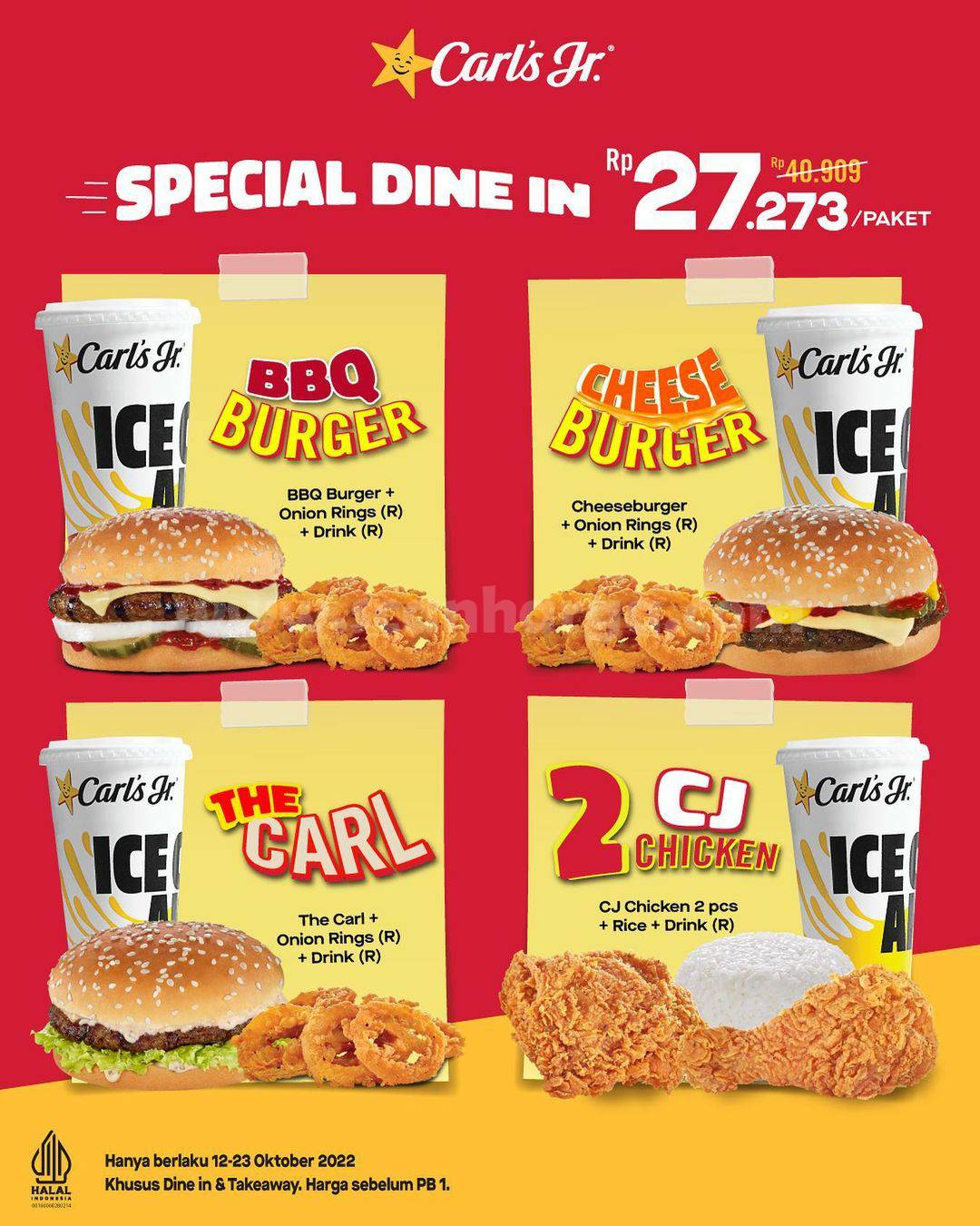Promo CARLS Jr SPECIAL DINE-IN – Harga paket mulai dari Rp. 27.273