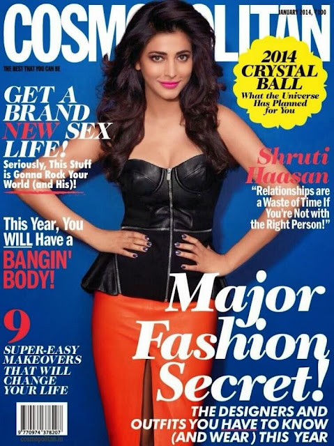 Magazine Photoshoot : Shruti Haasan Photoshot For Cosmopolitan Magazine India January 2014 Issue 