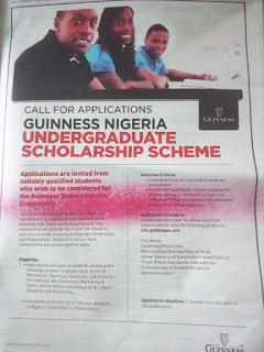 2019 Guinness Nigeria Scholarship Scheme for University and Polytechnic Students, Apply