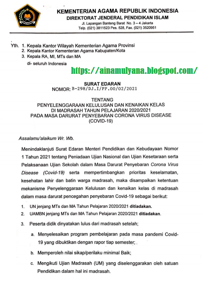 Persyaratan atau Ketentuan Kelulusan dan Kenaikan Kelas Peserta Didik  KETENTUAN KELULUSAN DAN KENAIKAN KELAS MI MTS MA TAHUN 2021 TAHUN PELAJARAN 2020/2021