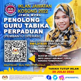 Iklan Jawatan Kosong Penolong Guru Tabika Perpaduan JPNIN