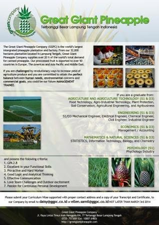 Lowongan Management Trainee Great Giant Pineapple Company (GGPC)
