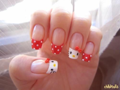 Hello Kitty, Chibi, Nail Art, Hello Kitty Nail Art, Cute, Cuteness, Popular Pinterest, 