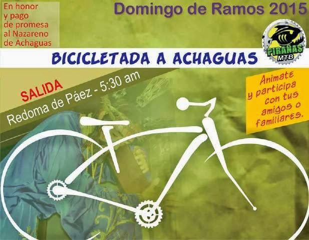 Bicicletada este domingo 29 de marzo desde la estatua de Páez de San Fernando hasta el Santuario Nazareno de Achaguas. 