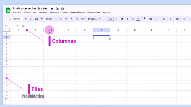 Celdas, Columnas y Filas - Google Sheets