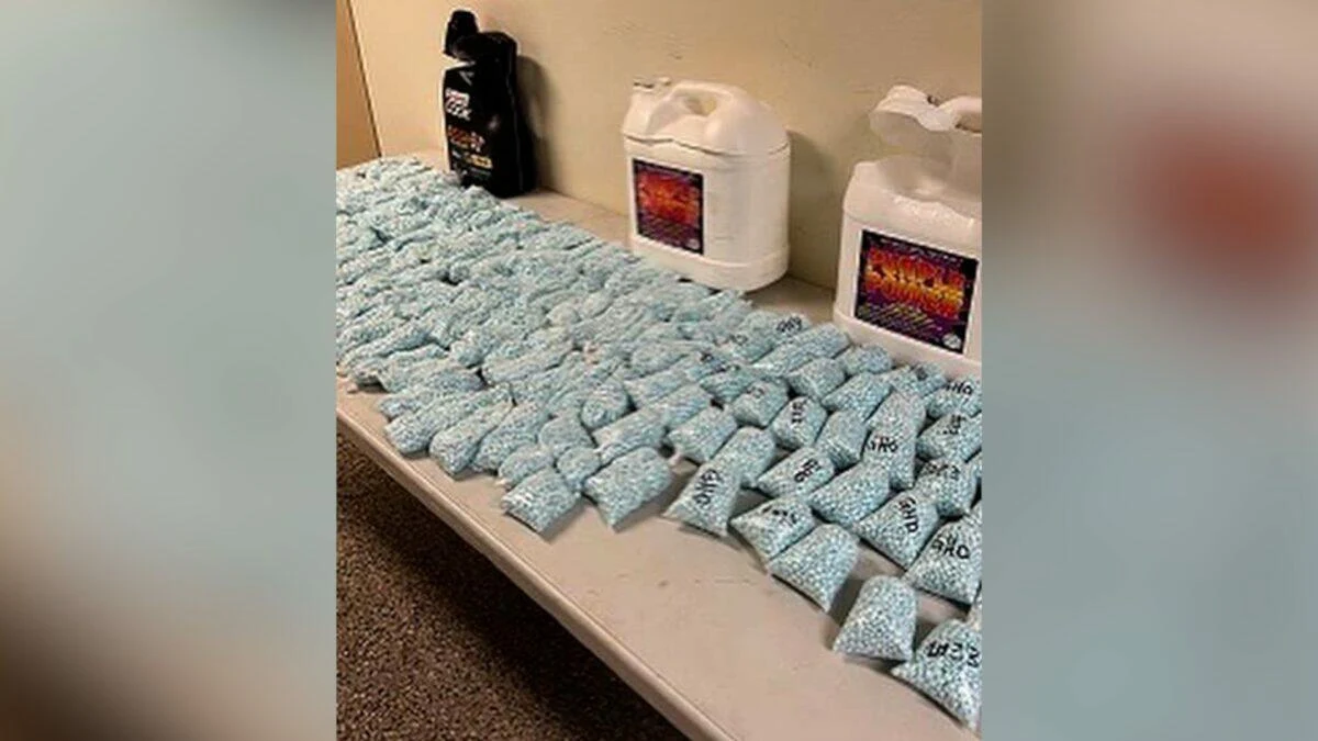 Police found 150,000 fentanyl pills with an estimated street value of $750,000. (Courtesy of Tulare County Sheriff’s Office)