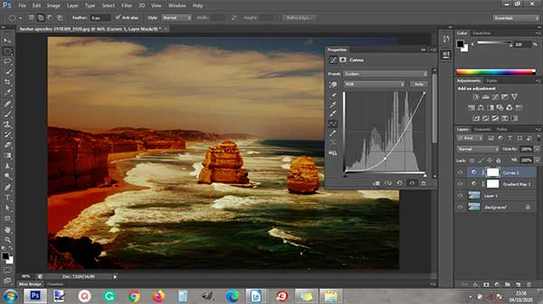 Adjust the brightness of the light by adding a Curves adjustment layer.