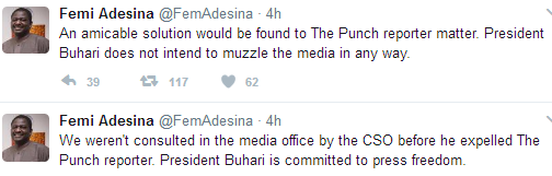 Femi Adesina reacts to Pres Buhari's CSO expelling a Punch reporter from Aso Rock 