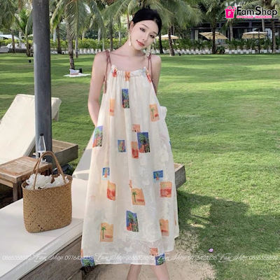 Váy maxi đi biển họa tiết VMXHT550