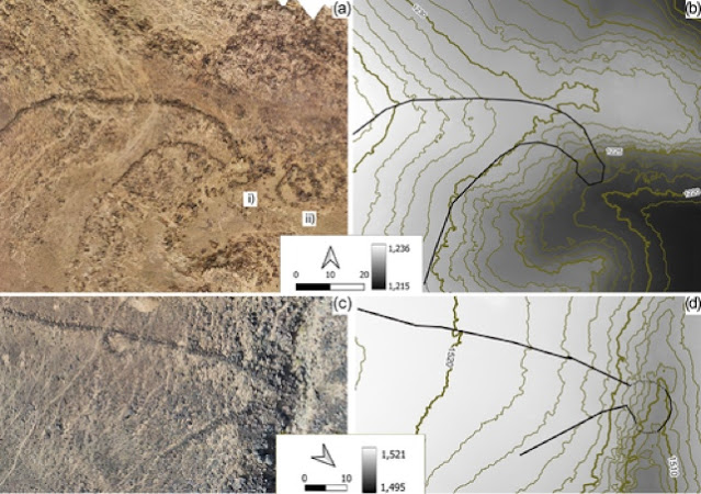 Εικόνες χαρταετών της ερήμου από drone που ανακαλύφθηκαν πρόσφατα, με σχετικά απλά σχήματα. [Credit: KLDAP]