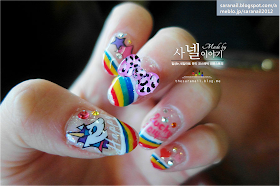 Cute Self Nail Art/ Rainbow Self Nail Art/ Gel Nail Polish/ French Nail Art/ Unicorn Nail Art 