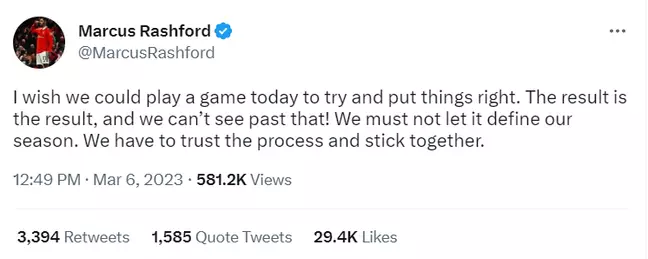 Marcus Rashford breaks silence with defiant message after Man United lose 7-0 to Liverpool