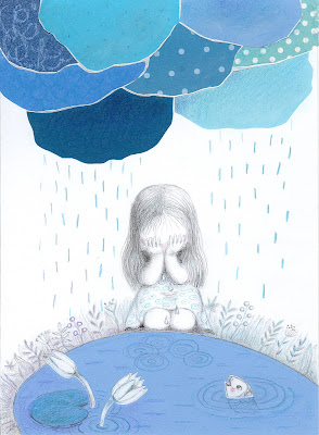 Aide Leit- Lepmets sadness illustration clouds drawing art mixed media