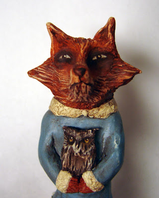 Folk Art Doll Fox and Owl