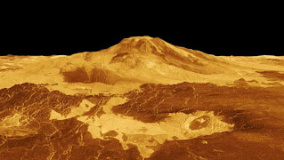 This computer-generated 3D model of Venus’ surface shows the summit of Maat Mons