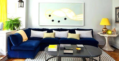 white living room with blue sofa ideas