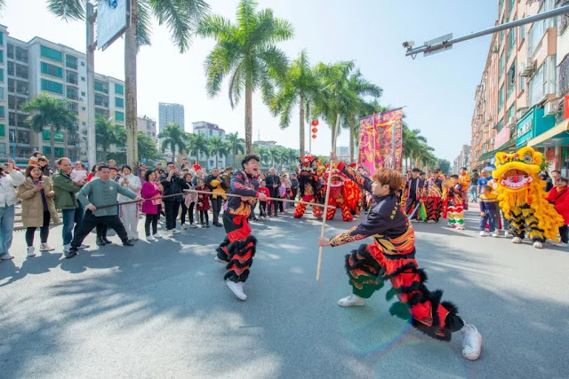 Hundreds of dragons and lions celebrate the New Year 2024, and the New Year flavor in Guangning County(Guangdong) is strong and strong