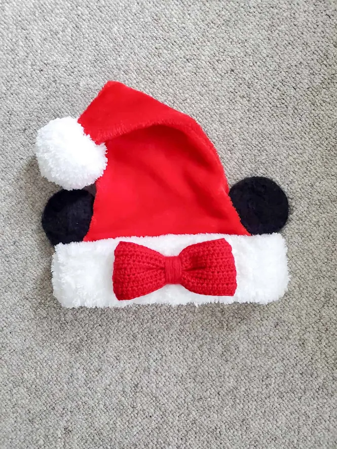 Mickey and Minnie Mouse Ears Santa Hat Crochet Pattern