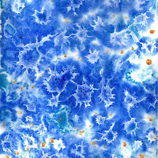 Blue abstract sugar watercolor painting