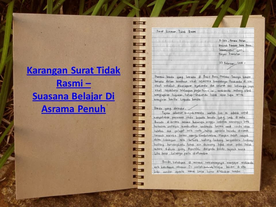 Karangan Surat Tidak Rasmi - Suasana Belajar Di Asrama 