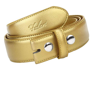 Men's Dress Belt Replacement Genuine Leather Gold Strap Without Buckle Snap on Strap 33mm..