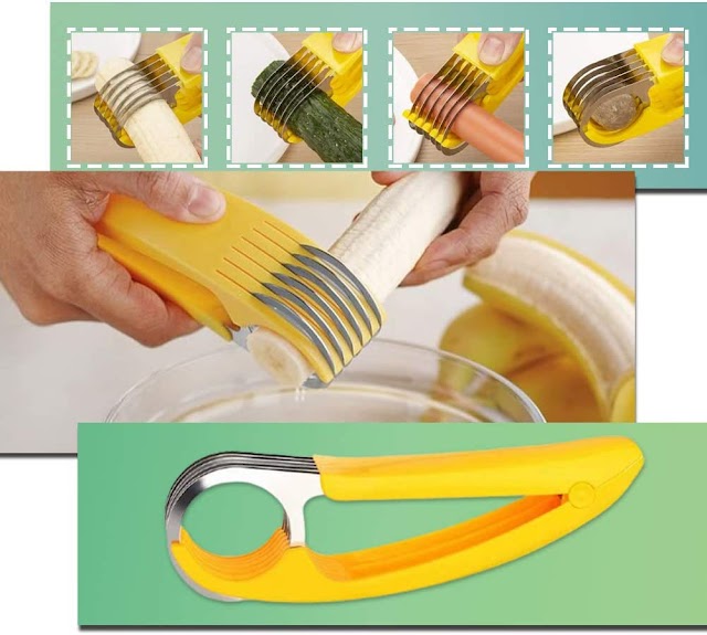 Banana Slicer-perfect for fruit salads by Better Home Fruit Cutter Cucumber Salad Vegetable Peeler New Cooking Tool Home Creative