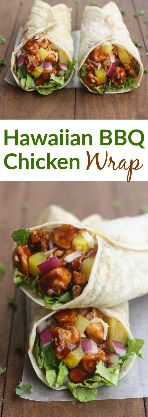 Nothing better than a little Hawaiian twist to BBQ chicken, layered inside a tasty wrap! These Hawaiian BBQ Chicken Wraps are EASY, healthy and delicious.| Tastes Better From Scratch: