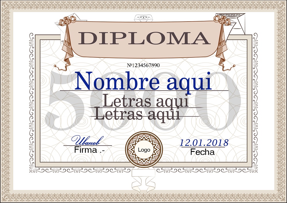 Plantilla psd para crear Diploma No7