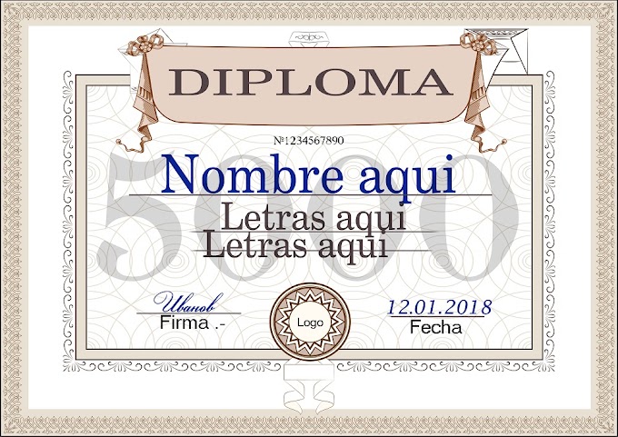 Plantilla psd para crear Diploma con borde fondo numeral