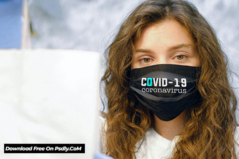 Download Girl Wear Medical Face Mask Mock Up - PSDLY
