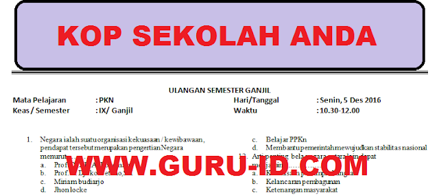 gambar Latihan Soal Ulangan Semester Ganjil PKN Kelas IX 