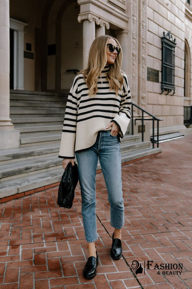 Outfit with Sweater & Classic Loafers