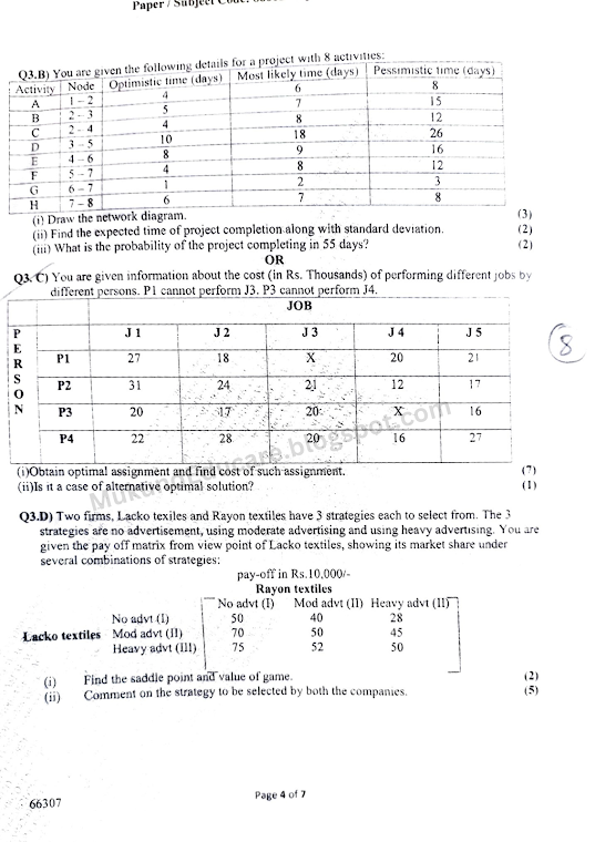 operation research question paper pdf