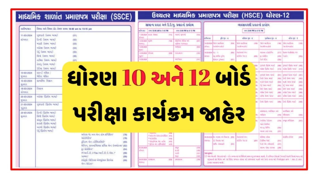 Download Gujarat Board Class 10-12 2024 Exam Date Schedule @gseb.org