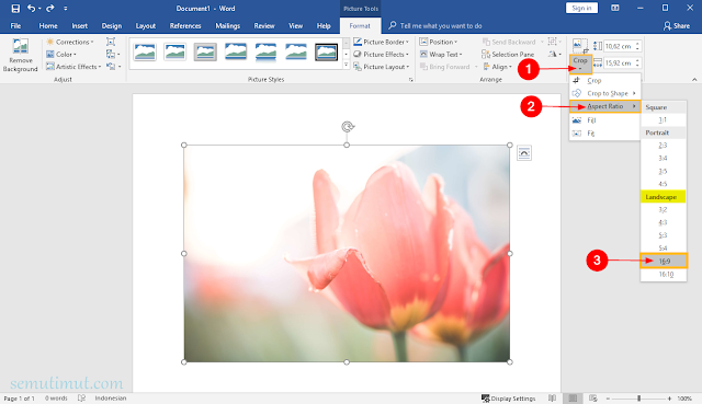 cara crop gambar di ms word