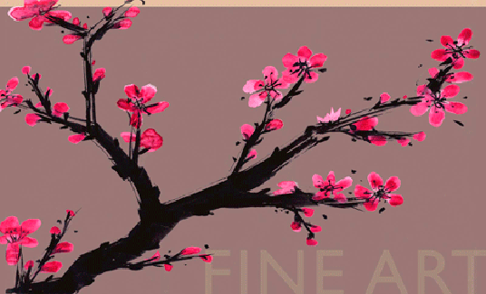 cherry tree drawing in blossom