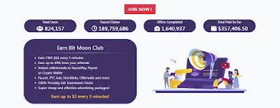 كسب النقاط على موقع ربح المال من مشاهدة الإعلانات EarnBitMoon