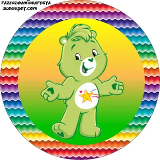 Care Bears with Rainbow Toppers or Free Printable Candy Bar Labels.