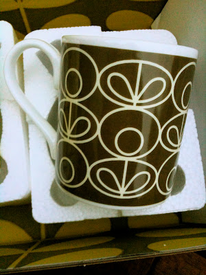 Brown Orla Kiely mug by post