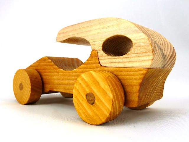 Handmade Wood Toy Car Hot Rod Roadster Coupe From The Speedy Wheels Series