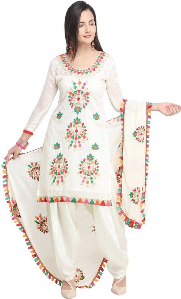 Special price ₹594 EthnicJunction Poly Chanderi Embroidered, Solid Salwar Suit Material  
