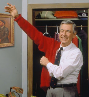 Mr Rogers in his dressing room before the show