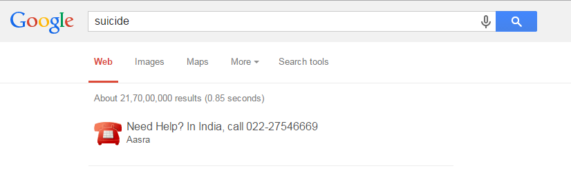 Google Suicide Helpline