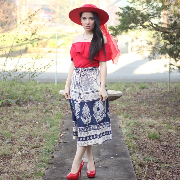 Red Off Shoulder Blouse