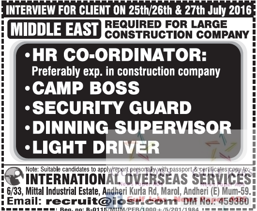 Construction company job's for UAE