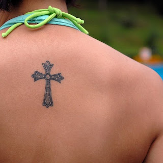 Small Cross tattoo for Girls Upper back