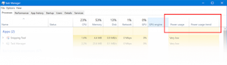 Lacak Penggunaan Daya & pantau Kecenderungan di Pengelola Tugas Windows 10