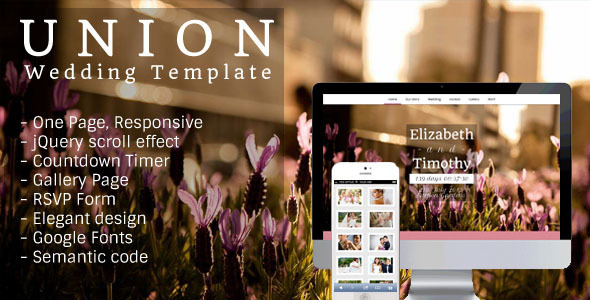 Union - One Page, Responsive Wedding Template - Events Entertainment