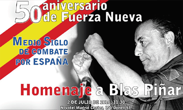 50 Aniversario de Fuerza Nueva, 2 de julio a las 11:30, Novotel Madrid Center, C/ O'Donell 53 (MADRID)